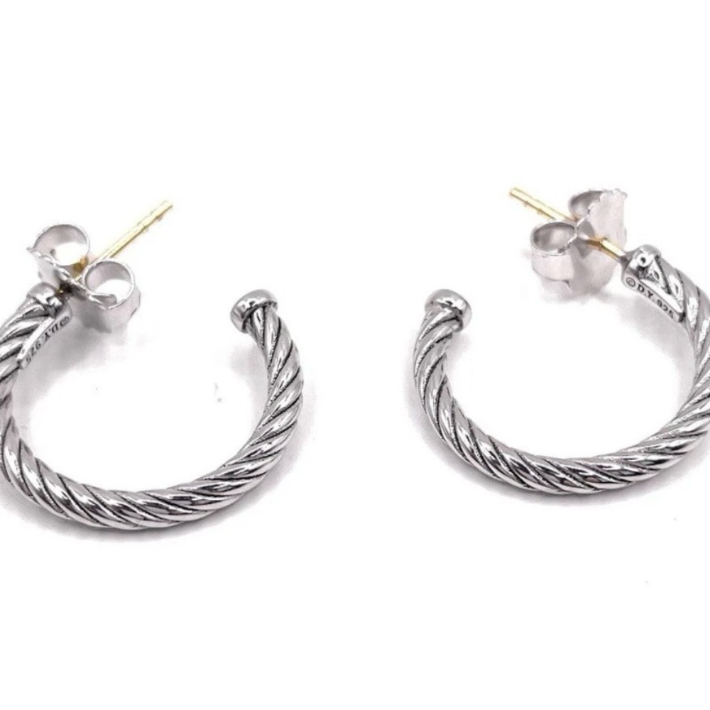 David Yurman Sterling silver classic cable 0.75 inch hoop earrings